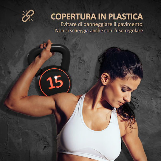 Sportnow Σετ Kettlebell 3 Βαράκια 2 2kg/4 5kg/6 8kg Πλαστικό Περίβλημα Μαύρο