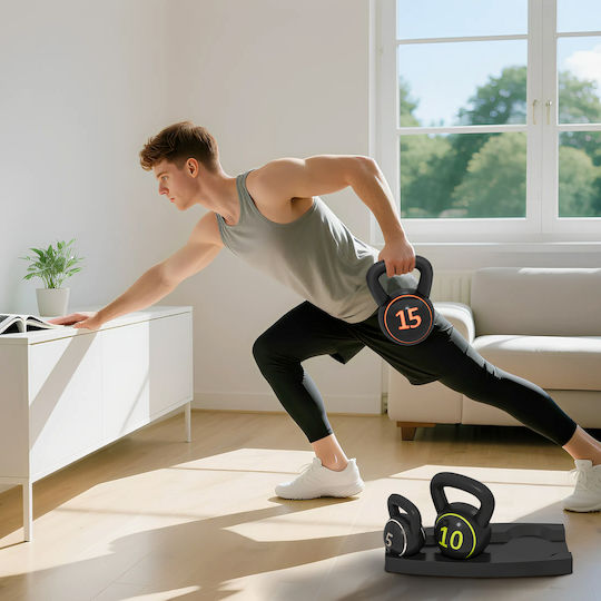 Sportnow Σετ Kettlebell 3 Βαράκια 2 2kg/4 5kg/6 8kg Πλαστικό Περίβλημα Μαύρο