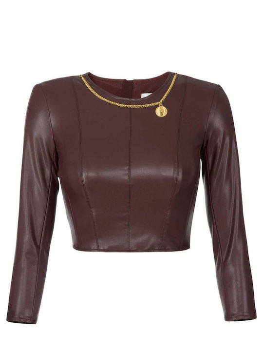 Damen Bluse mit 3/4 Ärmel Braun