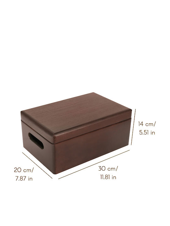 Creative Deco Große Braune Holz-Aufbewahrungsbox 30 x 20 x 14 cm + 1 cm Griffe Deckel Dekorative Truhe Perfekt für Dokumente Andenken Spielzeug Werkzeuge