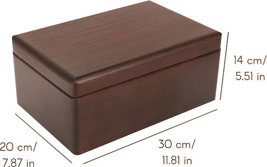Креатив Деко Кафява Голяма Дървена Кутия за Съхранение с Капак 30 X 20 X 14 См + 1 См Без Дръжки Декоративен Сандък Идеален за Документи Спомени Играчки Инструменти
