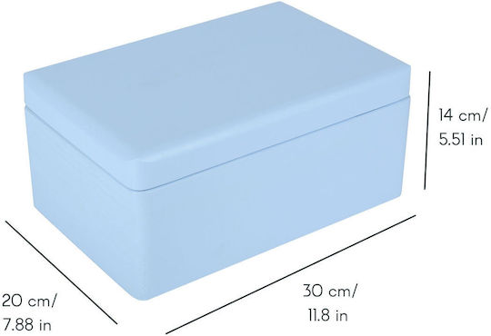 Creative Deco Blue Large Wooden Storage Box Lid 30 X 20 X 14 Cm + 1 Cm Without Handles Decorative Chest Perfect Documents Memorabilia Toys Tools