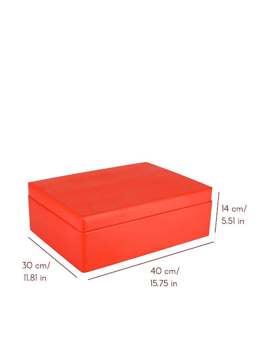 Creative Deco Xl Red Large Wooden Storage Box Lid 40 X 30 X 14 Cm + 1 Cm No Handles Decorative Chest Perfect Documents Memorabilia Toys Tools