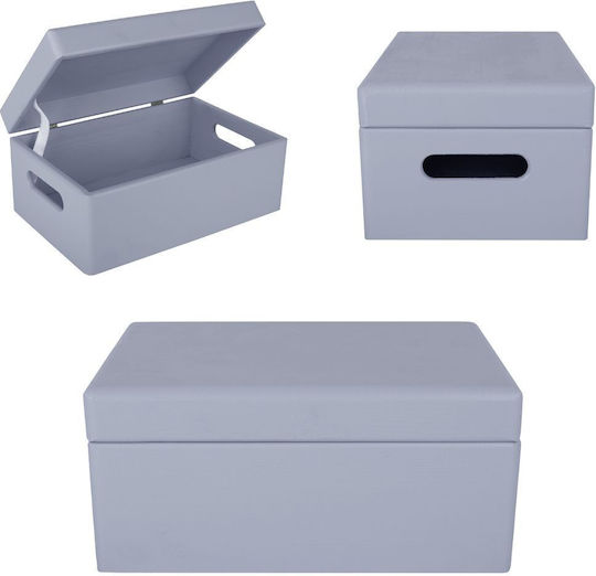 Creative Deco Gray Large Wooden Storage Box 30 X 20 X 14 Cm + 1 Cm Handles Lid Decorative Chest Perfect Documents Memorabilia Toys Tools