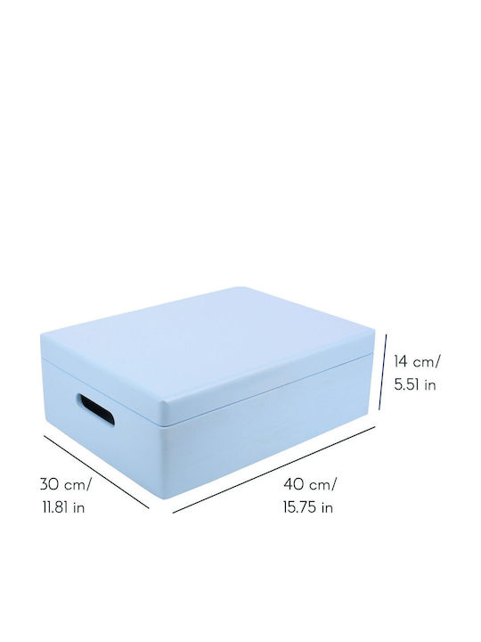 Creative Deco XL Blaue Große Holz-Aufbewahrungsbox 40 x 30 x 14 cm + 1 cm Griffe Deckel Dekorative Truhe Perfekt für Dokumente Andenken Spielzeug Werkzeuge