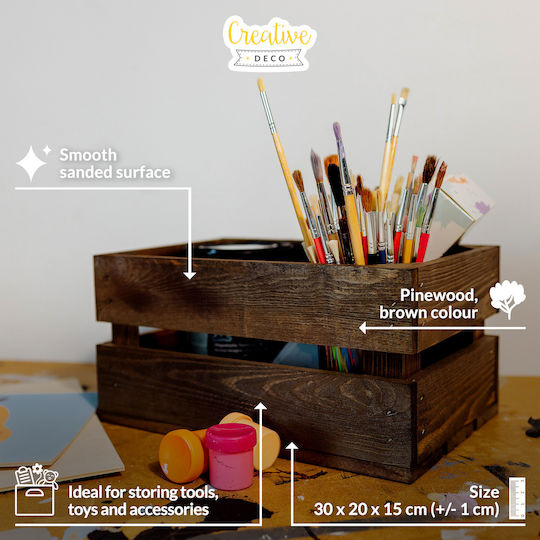 Creative Decorative Wooden Box Brown 30 X 20 X 15 Cm Natural Wooden Box Perfect Storage Gift Decoration Diy Documents Tools Toys