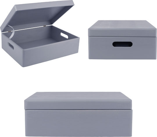 Креатив Деко XL Сива Голяма Дървена Кутия за Съхранение 40 X 30 X 14 См + 1 См Дръжки Капак Декоративен Сандък Перфектен за Документи Спомени Играчки Инструменти