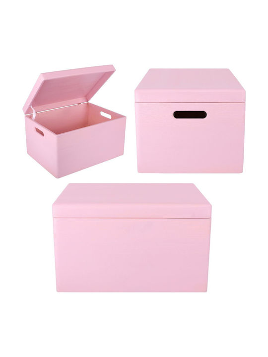 Cutie de Depozitare Mare din Lemn Creative Deco XXL Roz 40 x 30 x 24 cm + 1 cm Mânere Capac Decorativ Perfectă pentru Documente Amintiri Jucării Unelte