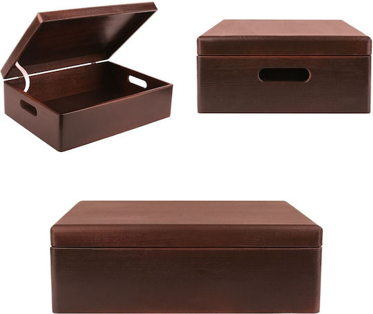 Creative Deco XL Große braune Holz-Aufbewahrungsbox 40 x 30 x 14 cm + 1 cm Griffe Deckel Dekorative Truhe Perfekt für Dokumente Erinnerungsstücke Spielzeug Werkzeuge