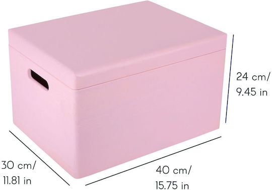 Cutie de Depozitare Mare din Lemn Creative Deco XXL Roz 40 x 30 x 24 cm + 1 cm Mânere Capac Decorativ Perfectă pentru Documente Amintiri Jucării Unelte