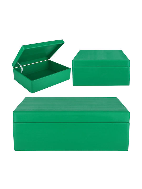 Cutie de depozitare mare din lemn Creative Deco XL verde cu capac 40 x 30 x 14 cm + 1 cm fără mânere, cufăr decorativ perfect pentru documente, amintiri, jucării, unelte