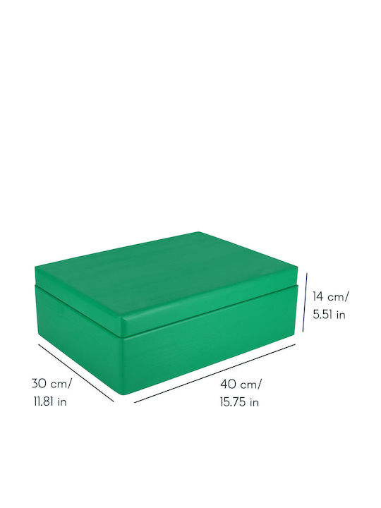 Creative Deco Xl Green Large Wooden Storage Box Lid 40 X 30 X 14 Cm + 1 Cm Without Handles Decorative Chest Perfect Documents Memorabilia Toys Tools