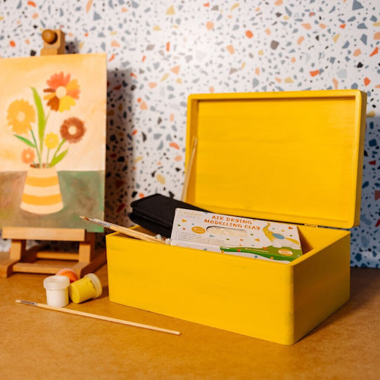 Creative Deco Gelbe Große Holzaufbewahrungsbox mit Deckel 30 x 20 x 14 cm + 1 cm Ohne Griffe Dekorative Truhe Perfekt für Dokumente Andenken Spielzeug Werkzeuge