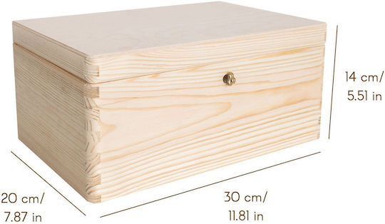 Creative Deco Große Holzbox mit Schlossdeckel Dekoration 30 x 20 x 13 cm + 1 cm ohne Griffe Holztruhe Dokumente Spielzeug Werkzeuge