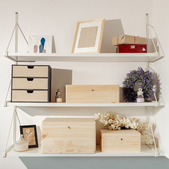 Creative Deco Large Wooden Box Lock Lid Decoration 30 X 20 X 13 Cm + 1cm Without Handles Wooden Chest Documents Toys Tools