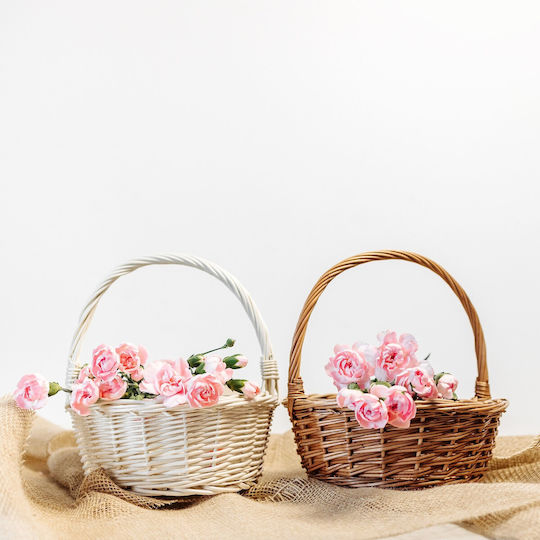 Creative Dekorativer Korb Korbweide mit Griffen Beige 22x22x26cm