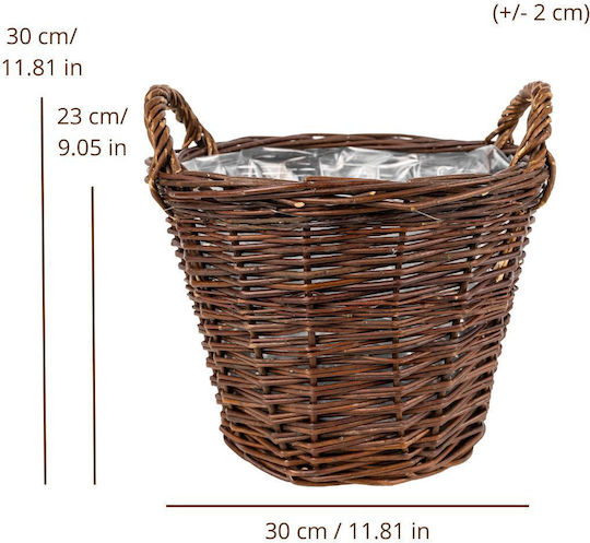 Creative Dekorativer Korb Korbweide mit Griffen Beige 30x30x30cm