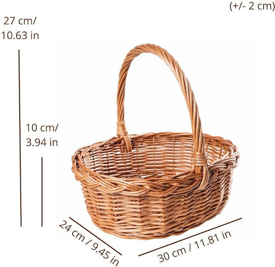 Creative Dekorativer Korb Korbweide mit Griffen Braun 30x27x24cm