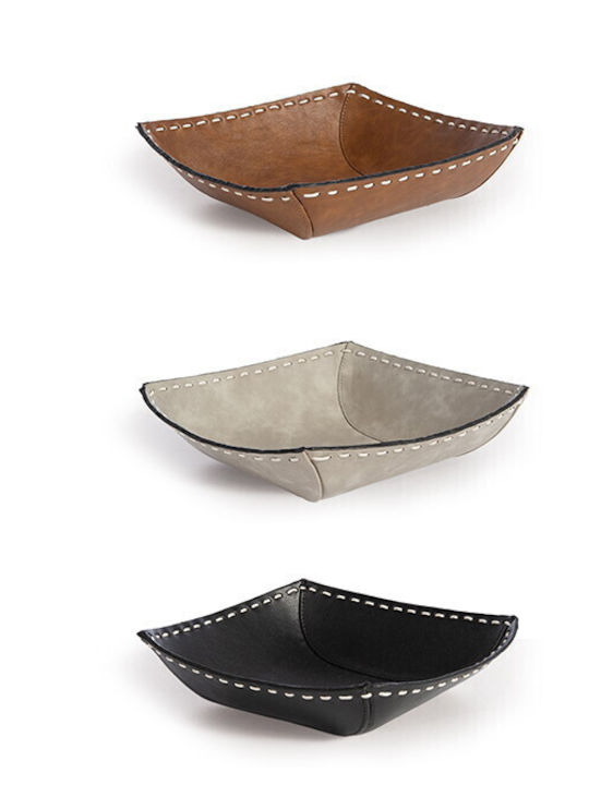 Nef-Nef Homeware Lethal Latte Διακοσμητικό Καλάθι Δερματίνης Δερματίνης Καφέ 20x20x7εκ.