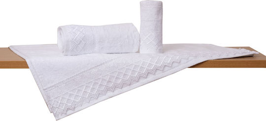 Viopros Νο 3 Bridal Towel Set 3pcs with Lace White
