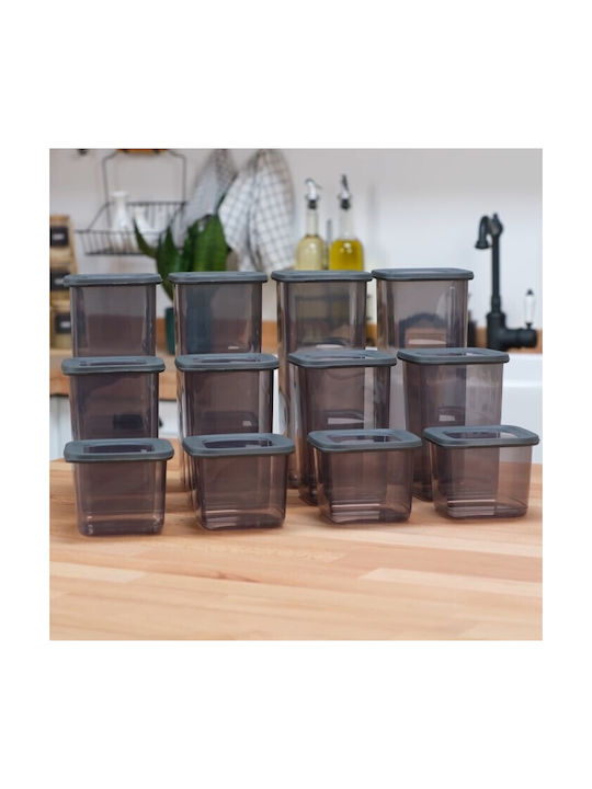 Set 12 Bucăți Vaze Pentru Paste Zahăr Cereale Cu Capac Plastic Gri 1750ml 12 Bucăți