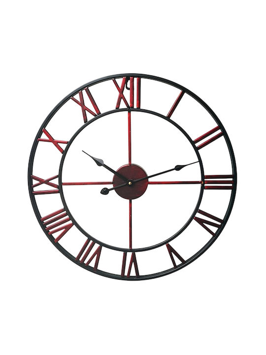 Metal Wall Clock Ø80cm Bordeaux Black Outline Hands Etoile Df246