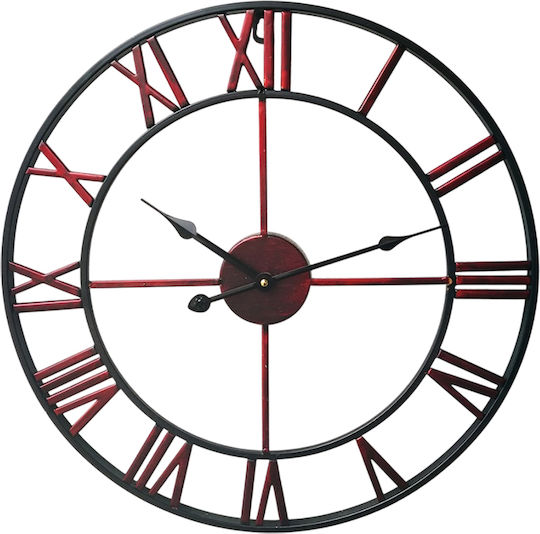 Metalluhr Ø80cm Bordeaux Schwarze Umrisszeiger Etoile Df246