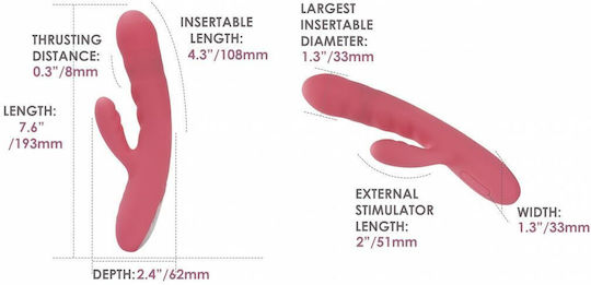 Svakom Vibrator Kaninchen mit Fernbedienung mit Schubfunktion 18.6cm Rosa