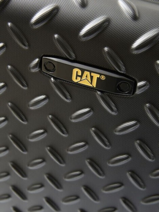 CAT Industrial Plate Μεγάλη Βαλίτσα Ταξιδίου Σκληρή Μαύρη με 4 Ρόδες Ύψους 70εκ.