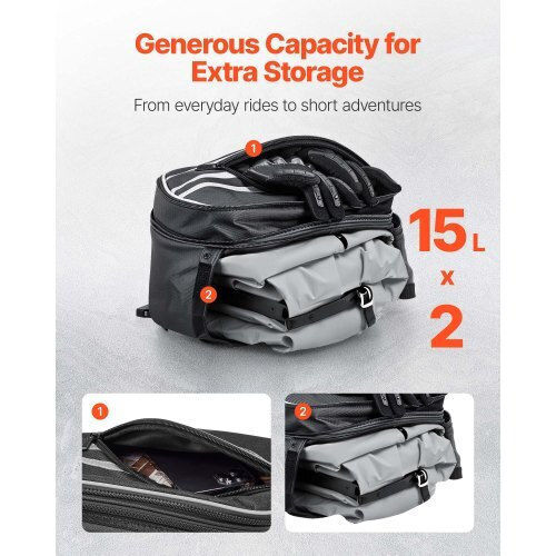 Vevor Motorcycle Saddle Side Bag 30lt in Black Colour