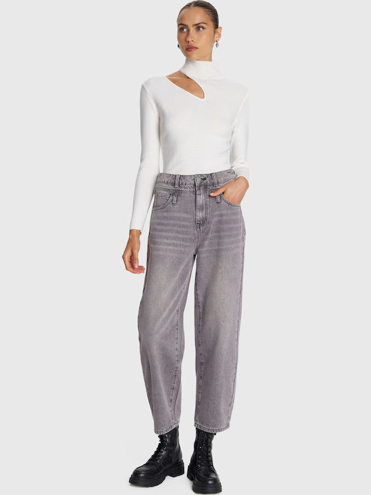 Hoch tailliert Damenjeans Gray