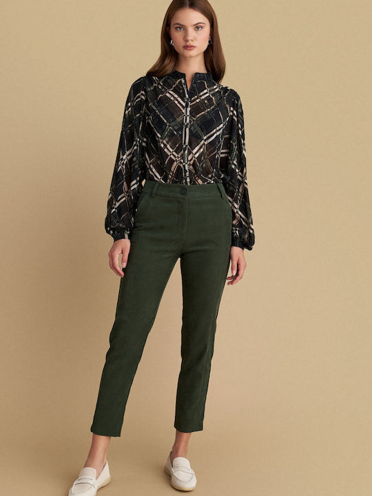 Damen Stoff Hose Green
