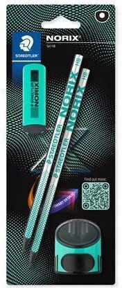 Staedtler Σετ 2 Μολύβια HB με Ξύστρα και Γόμα Πράσινα