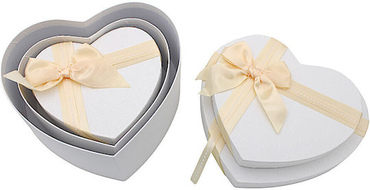 Set decorativ Hârtie Cutie pentru Cadou Alb 3buc