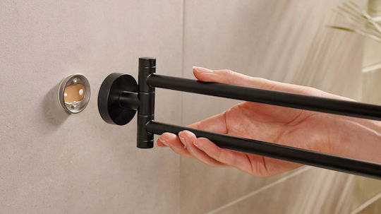 Tesa Double Wall-Mounted Bathroom Rail ​8.4x5cm Black