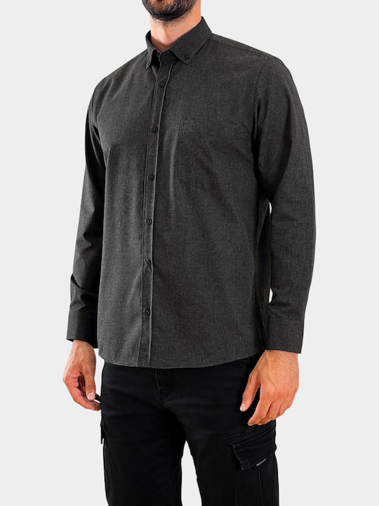 Langärmlig Baumwolle Hemd Black
