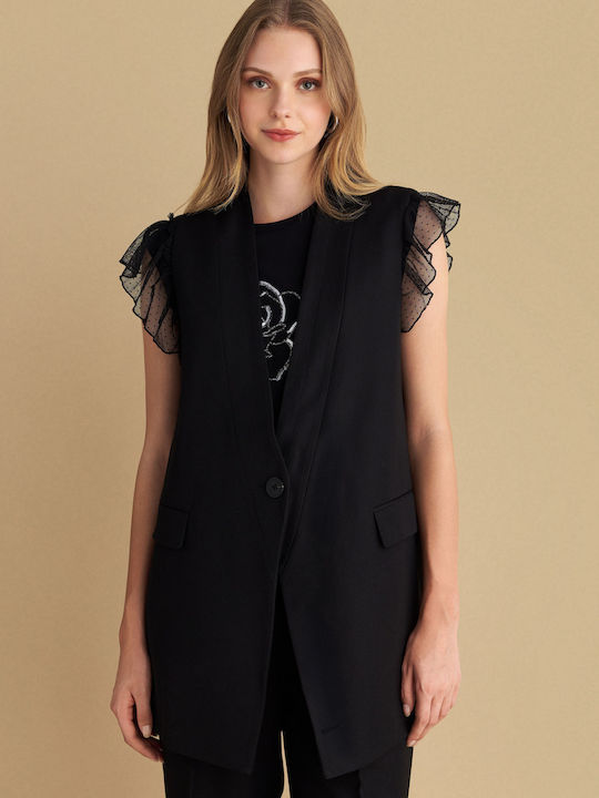 Long Women's Vest Black