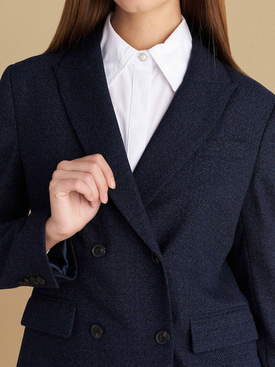 attrattivo Blazer pentru femei Încrucișat Sacou Blue