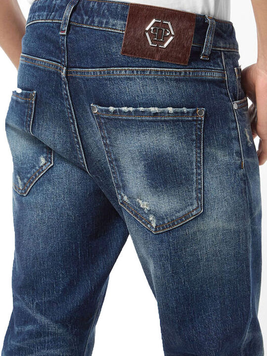 Ανδρικό Παντελόνι Τζιν με Skinny Εφαρμογή Μπλε