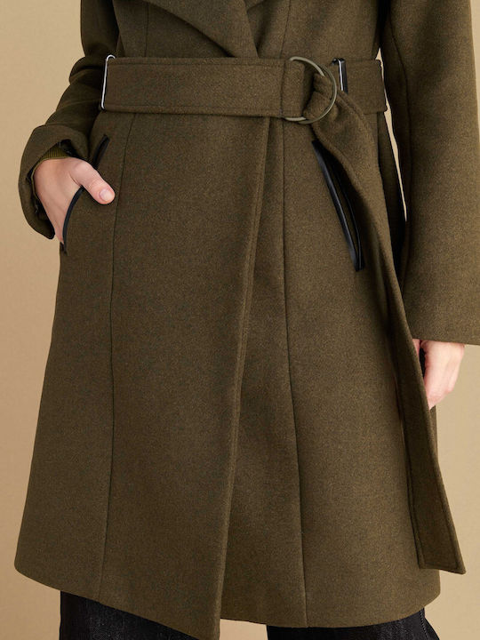 Women's Green Coat with Belt