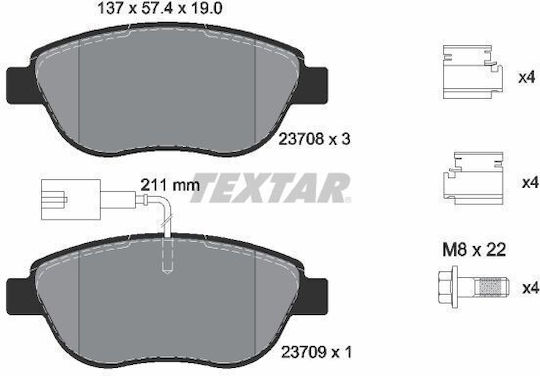 Textar Brake Pad Front 4pcs for Daihatsu Delta Fiat Bravo Lancia Delta Opel Combo