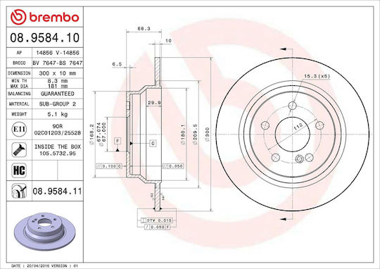 Brake Disc Mercedes-benz Cls Shooting Brake X218 Brembo 08958411