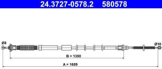 Handbrake Cable Fiat Grande Punto 199 Ate 24372705782