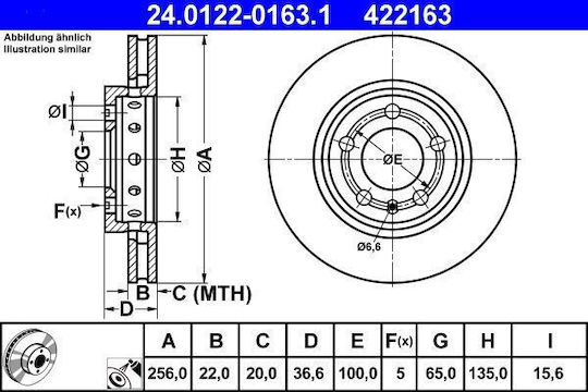 Brake Disc Audi A3 8l1 Ate 24012201631