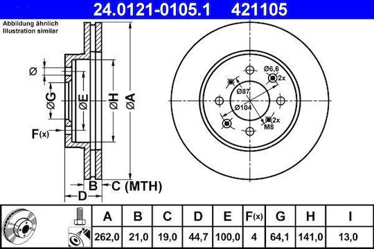 Disc de frână Honda Civic V Hatchback Eg Ate 24012101051