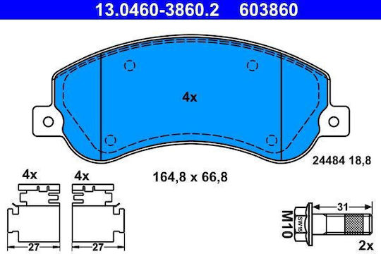Vw Amarok 2h S1b Ate 13046038602 Brake Pads