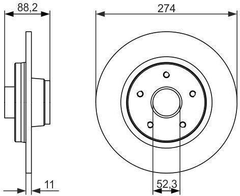 Bosch Δισκόπλακα για Ford Express Renault Grand Scenic / Kangoo / Express / Latitude