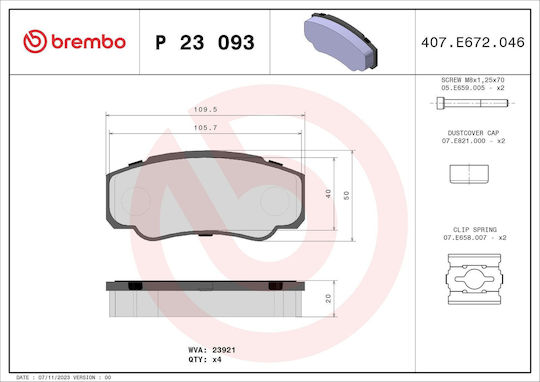 Brembo Brake Pad Rear for Fiat Ducato