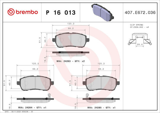 Brembo Σετ Τακάκια Εμπρός για Mazda 2