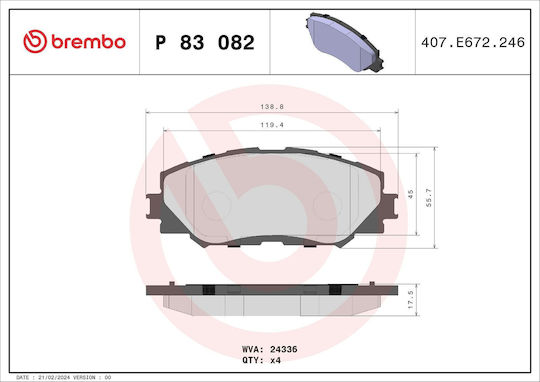 Brembo Σετ Τακάκια Πίσω για Hyundai Matrix Toyota Lexus / Auris / Corolla / Matrix / RAV 4 / Urban Cruiser / Verso / Yaris